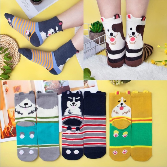 5 pairs of Crew socks dog patterns - Picture 2 of 4